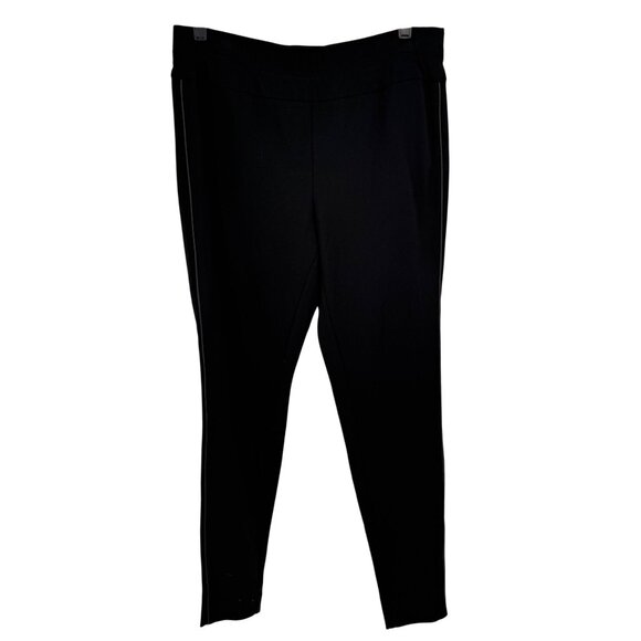 J.Jill Womens Ponte Leggings Black size Medium faux leather trim - Picture 2 of 12